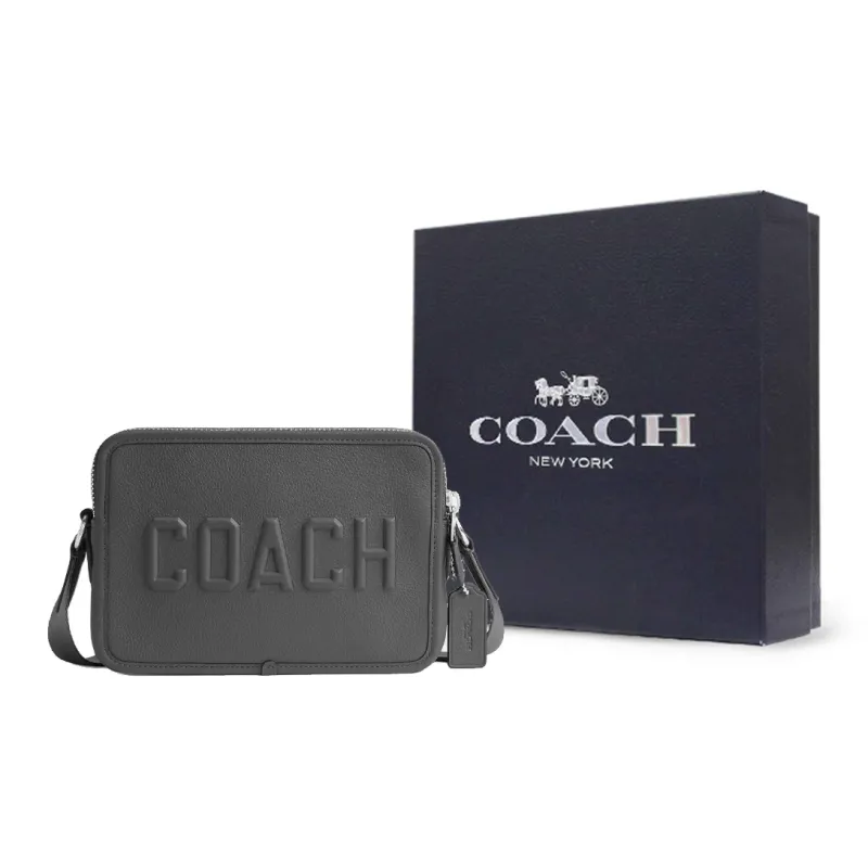 COACH CharterCrossbody Leather Shoulder Bag, Crossbody Bag Medium Size Men's Charcoal-5