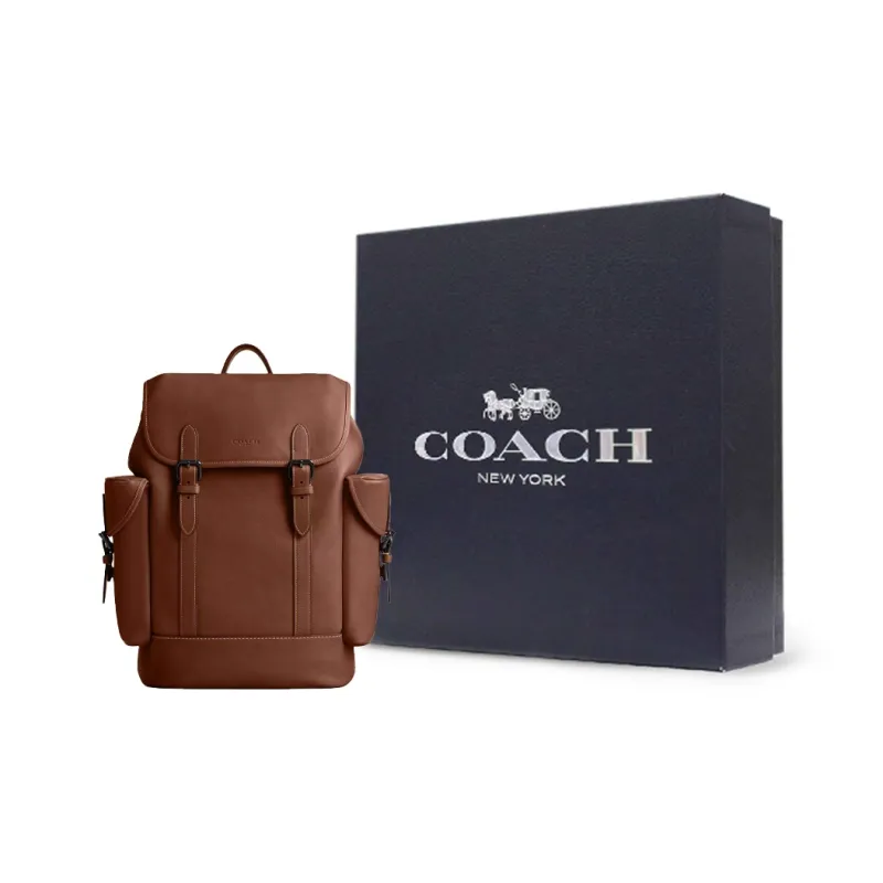 COACH Hitch Natural Grain Leather Backpack Tubas Men's Rosewood-5