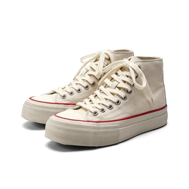 Fang Sanhuo Breathable Lightweight High Top Canvas Shoes Unisex White-1