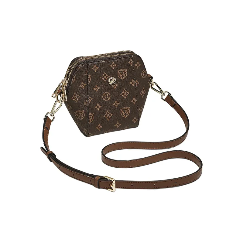 Marino Orlandi Synthetic Leather Small Square Bag, Crossbody Bag, Shoulder Bag Regular Women's Coffee/Ecru-3