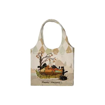 AOSONG Suede Tech Fabric Shoulder Bag Regular Unisex Pumpkin Cart
