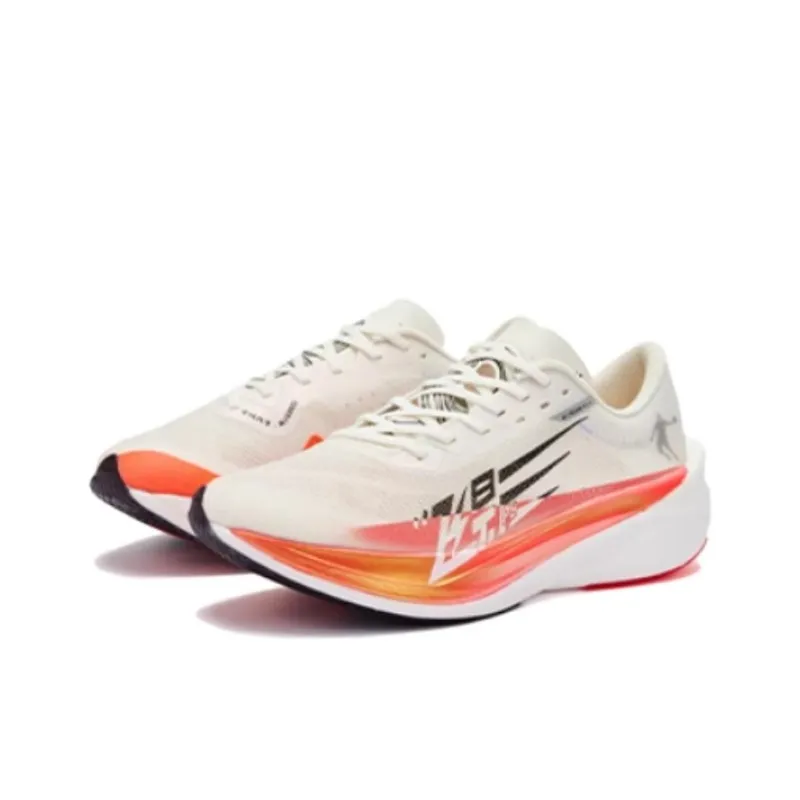 QIAODAN Flying Shadow PB4.0 Anti Slip Wear Resistant Low Top Carbon Plate Running Shoes Women's White Red-2