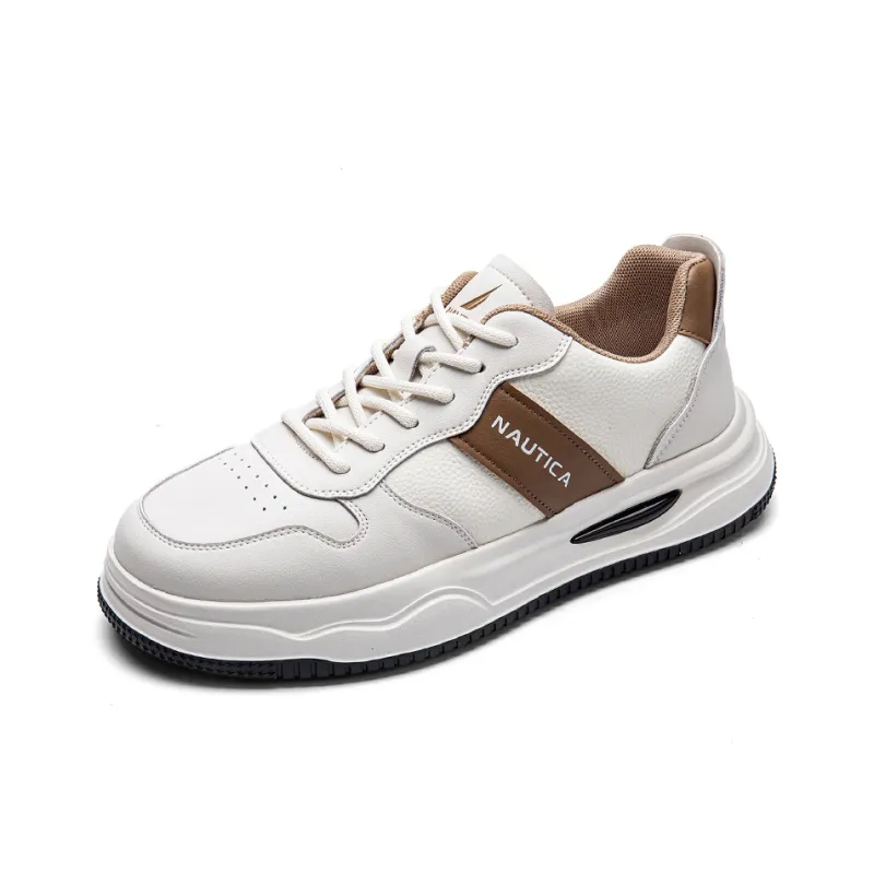NAUTICA Anti Slip Wear Resistant Low Top Skateboard Shoes Men's White Coffee-1