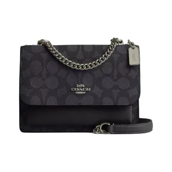 COACH PVC With Skin Trunk Bag, Crossbody Bag, Shoulder Bag Women's Charcoal & Black