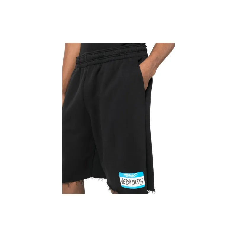 Vetements Logo print Frayed Track Shorts-4