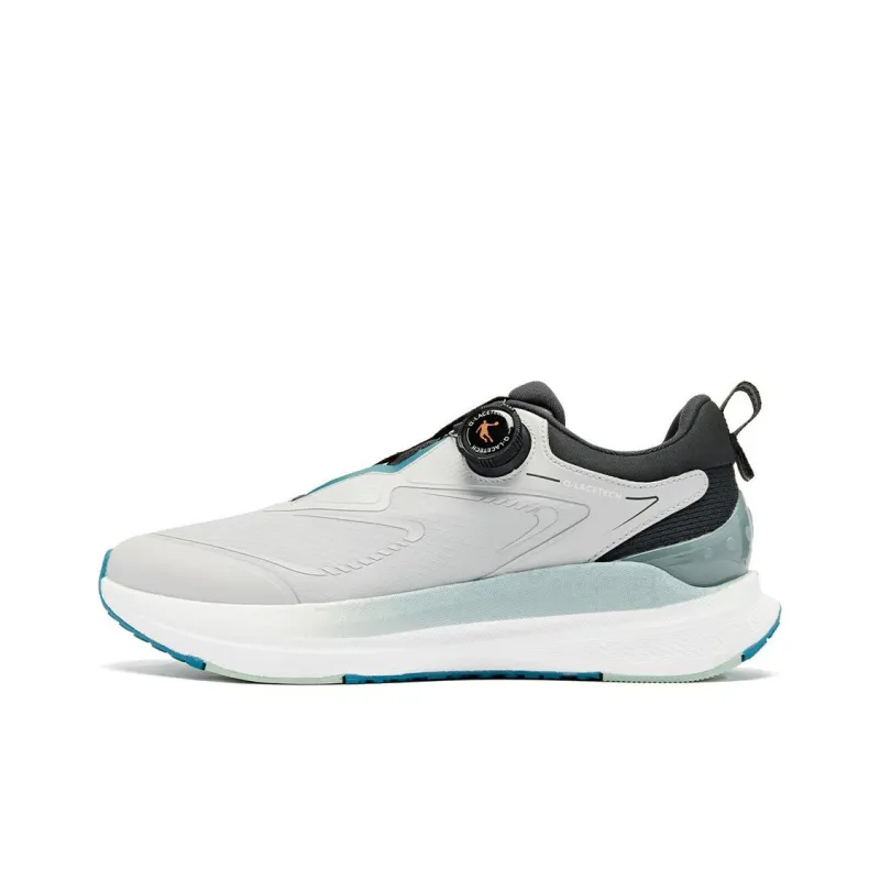 QIAODAN Cushioning Slip Resistant Low Top Casual Running Shoes Men's Gray Green-0