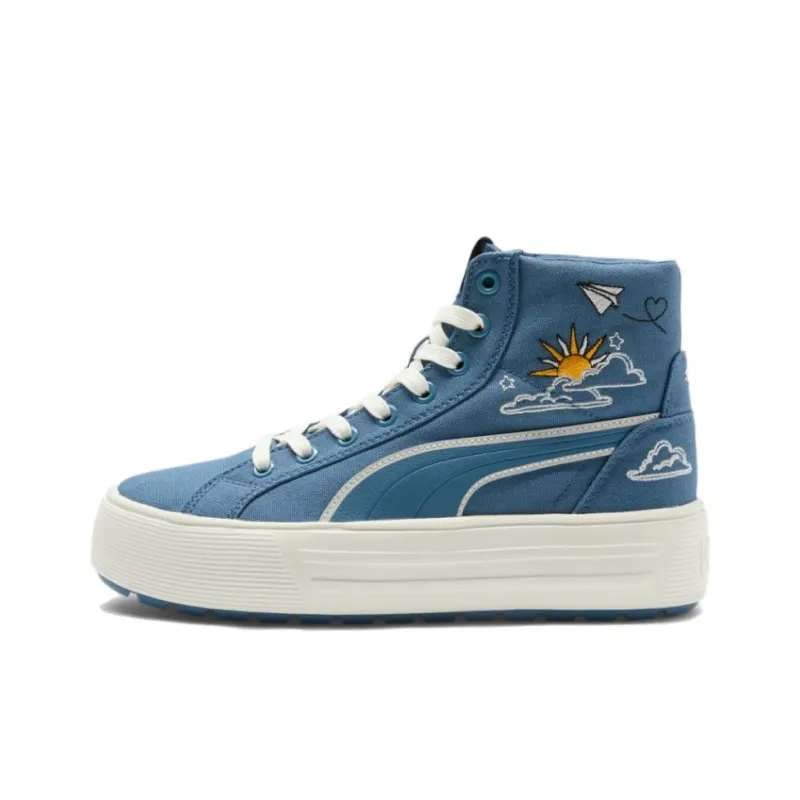 PUMA Kaia 2.0 Anti Slip Wear Resistant Mid Top Skateboard Shoes Women's Blue White-0