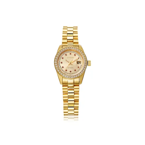 RUNOSD Automatic Mechanical Movement Gold Plated Strap Watch Women's Watch Gold Dial