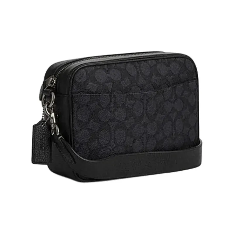 COACH Artificial Leather Shoulder Bag Crossbody Bag Small Size Men's Charcoal Black-2