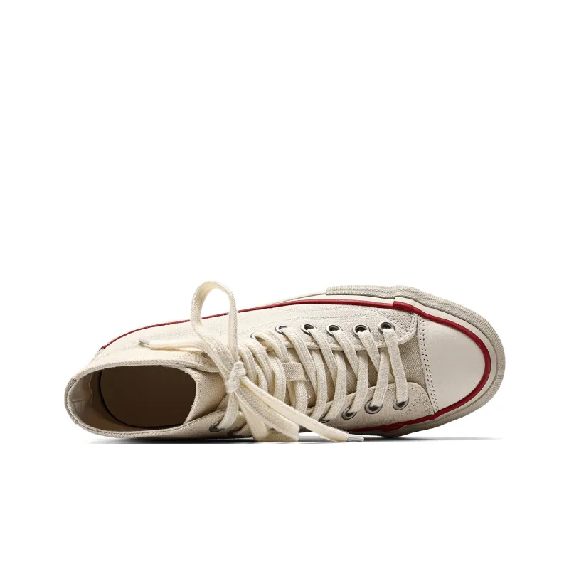 Fang Sanhuo Breathable Lightweight High Top Canvas Shoes Unisex White-3