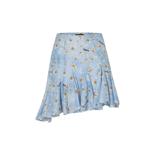 MO&CO Casual Short Skirts Women's Blue Background With Small Pattern