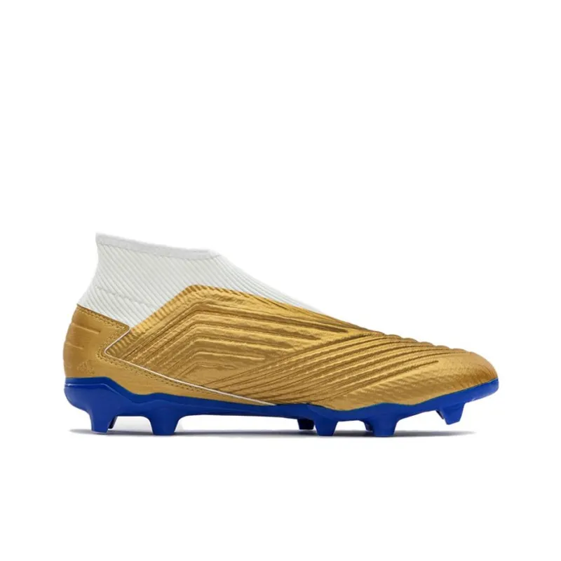 Adidas Predator 19.3 FG Rubber Long Studs Firm Ground Slip-Resistant Breathable Soccer Shoes Men's White Gold-1