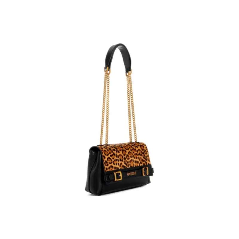 GUESS Faux Fur Shoulder Bag Crossbody Bag Women's Brown & Black-1