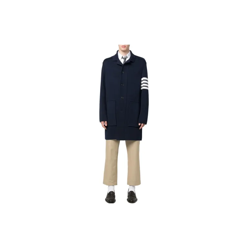 THOM BROWNE 4 Bar Knitted Longline Cardigan-1