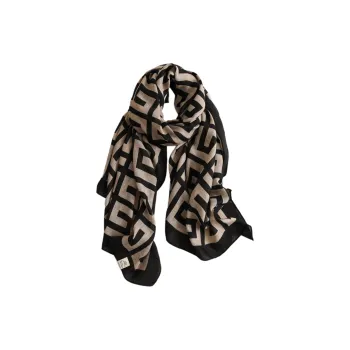 Mulinsen Cotton Knit Scarves Unisex Beige/Black Khaki Pink Brown