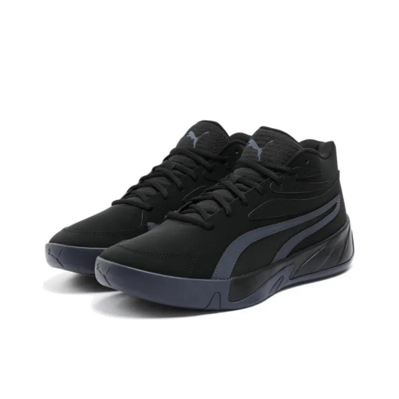 PUMA Court Anti Slip Wear Resistant Mid Top Basketball Shoes Unisex Black-2