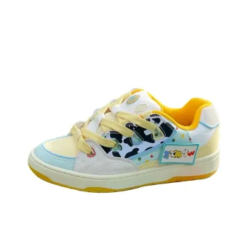 ABCYLM Slip Resistant Cushioning Impact Resistance Abrasion Resistant Low Top Skateboard Shoes Women's Cream Yellow