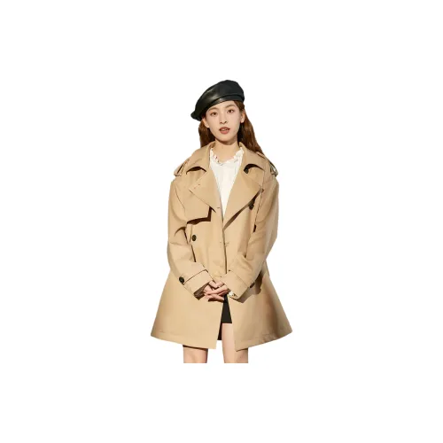 Tonlion Trench Coats Women's Khaki