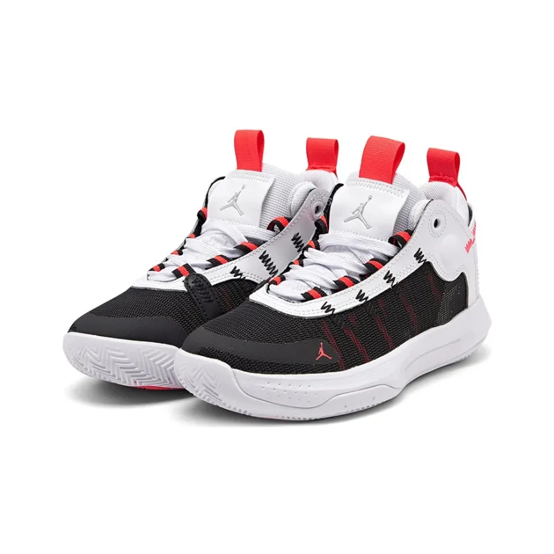 Jordan Jumpman 2020 Mid Top Children's Basketball Shoes Black White Red Unisex-2