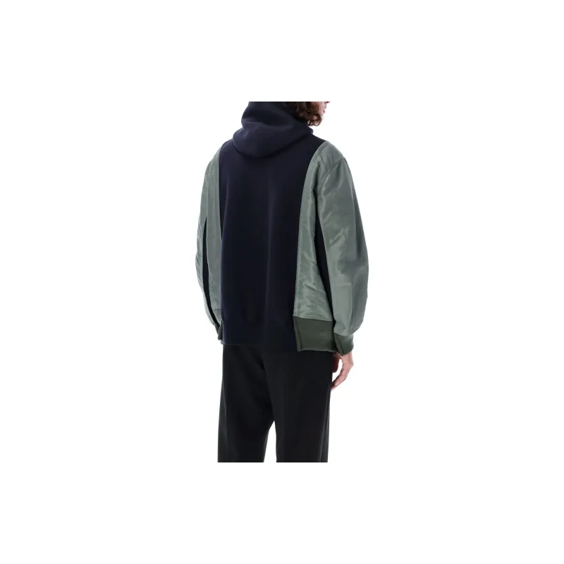 Sacai Panelled Zip Up Drawstring Hoodie-3