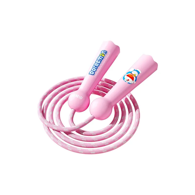 Papaison Fitness Training Non Countable Doraemon Jump Rope Kids Cotton Rope, Maple Wooden Handle 2.6m-5