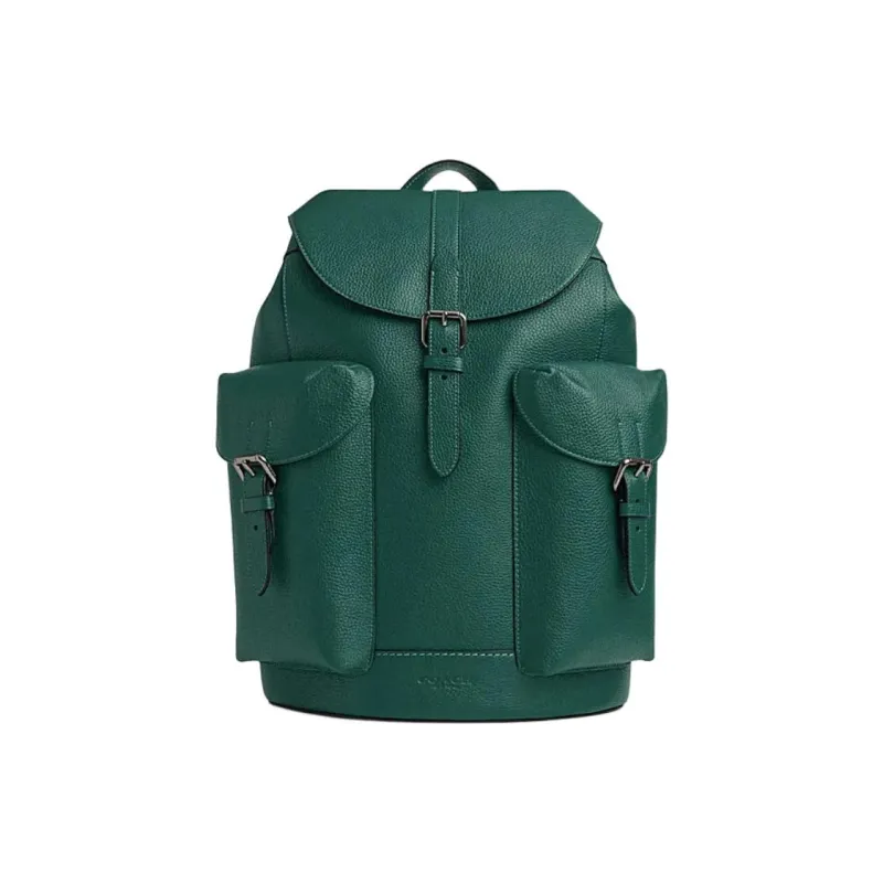 COACH Cow Leather Backpack Tubas Men's Emerald Green-0