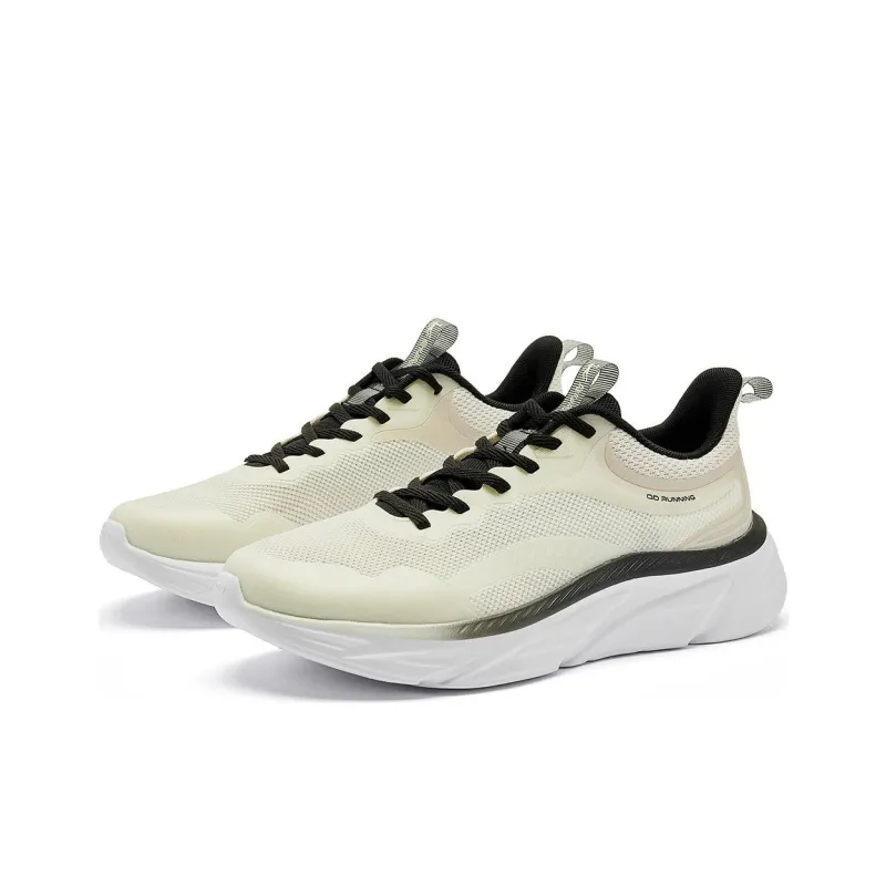 QIAODAN Cushioned Slip-Resistant Low-Top Casual Running Shoes Men's Beige Black-2