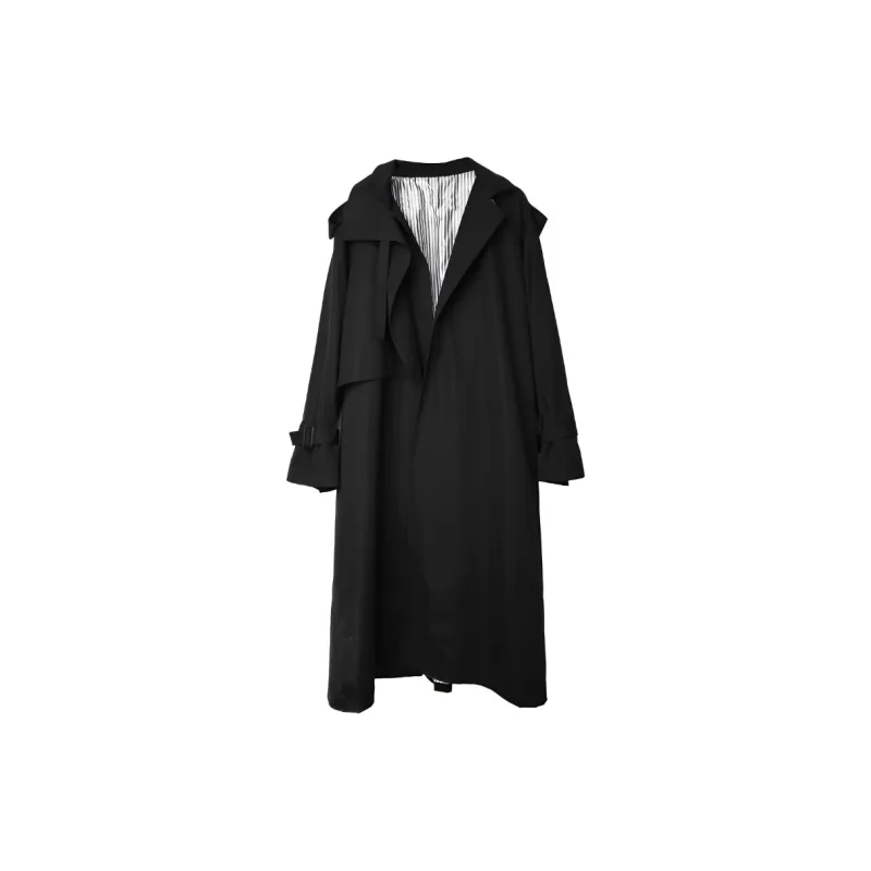 RAYSHOW Trench Coat Men's Black-1