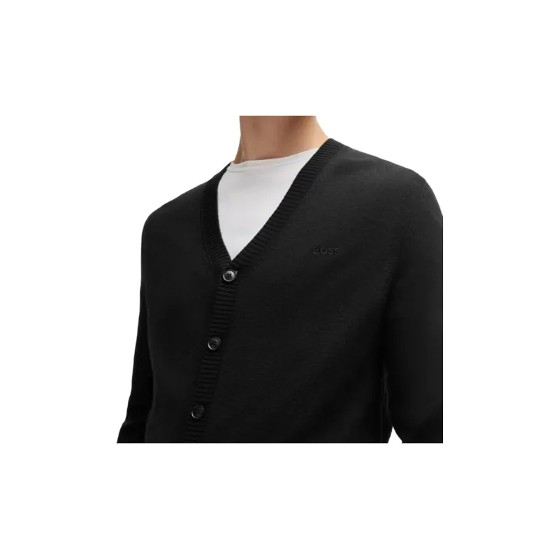 HUGO BOSS Avac Logo Embroidered Knitted Cardigan-5