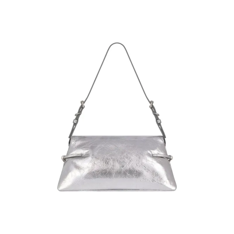 GIVENCHY Voyou Lambskin Handbag, Shoulder Bag Trumpets Women's Silver White-2