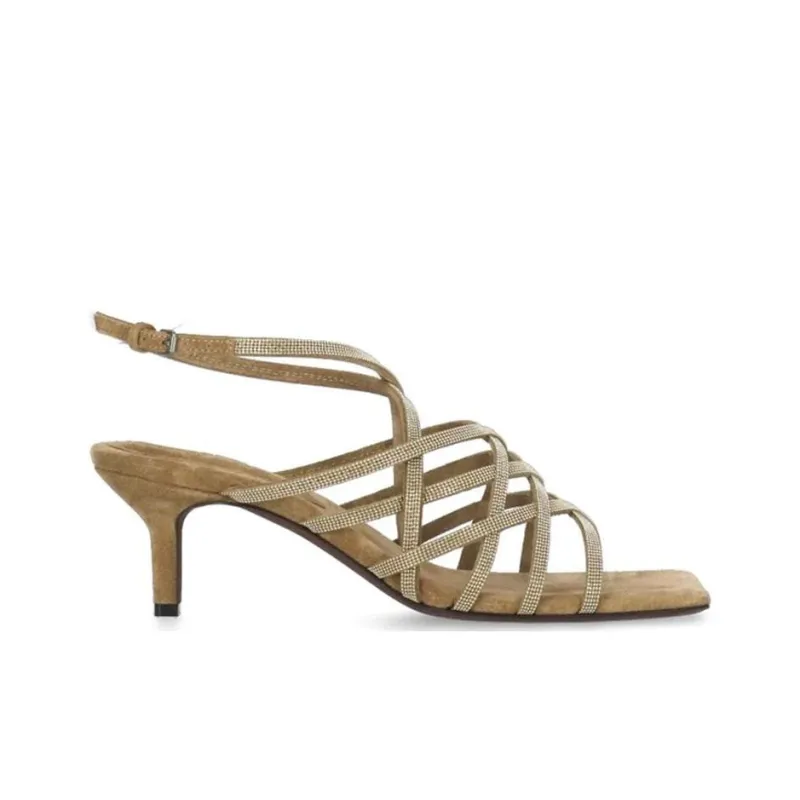 Brunello Cucinelli One Strap Sandals 7cm Women's Beige-1