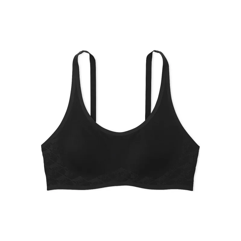 Victoria's Secret PINK Relay Scoop Logo Sports Bra / Pure Black Bra Women's Pure Black-0