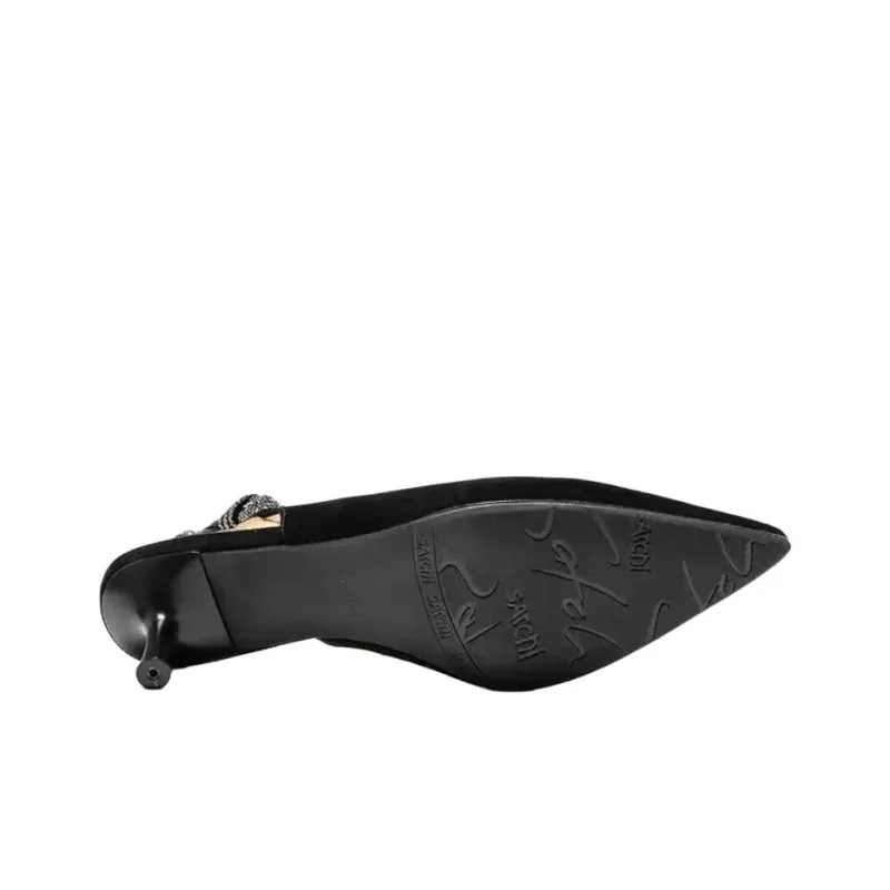Satchi Rubber Sole Slip-Resistant Wrap-toe Slippers Women's Black-4