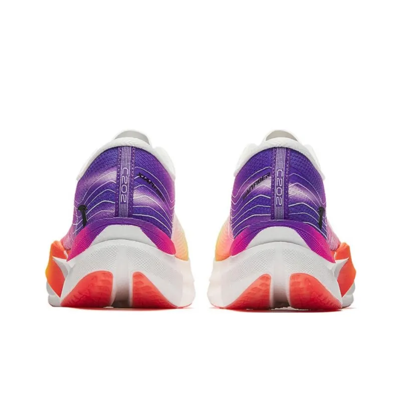 Anta C202 6.0 Anti Slip Wear Resistant Low Top Carbon Plate Marathon Running Shoes Men's White Red Purple-3