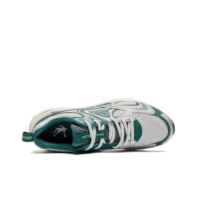 QIAODAN Wear Resistant Slip Resistant Low Top Casual Running Shoes Men's Gray Green-4