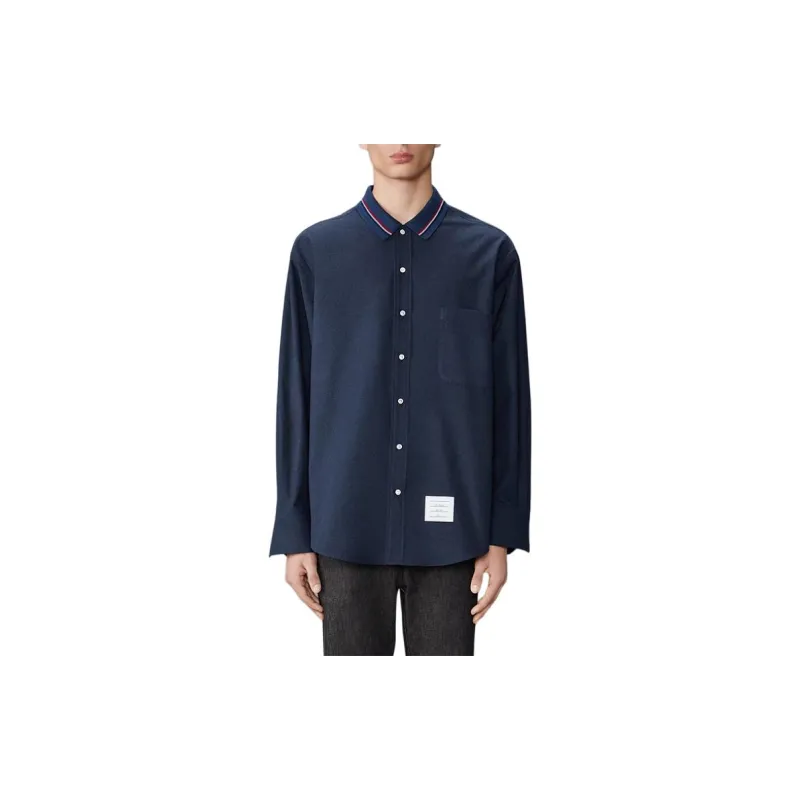 THOM BROWNE Rwb Striped Curved Hem Shirt-5
