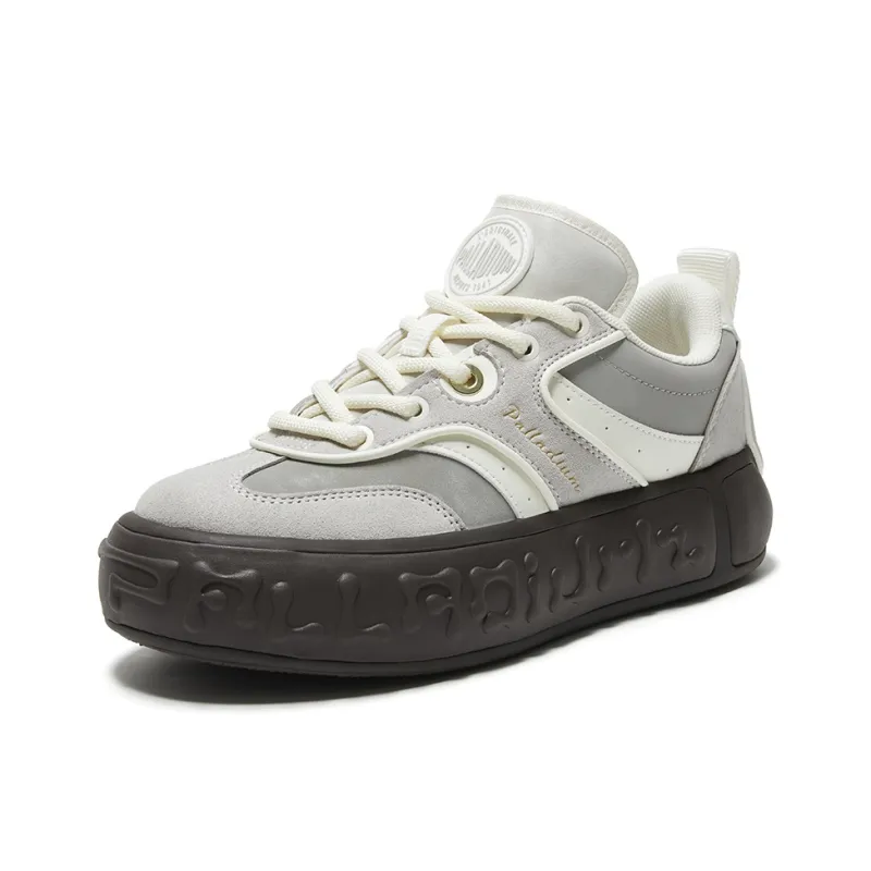 Palladium German Army Trainers Musical Note Shoes Wear Resistant Slip Resistant Low Top Skateboard Shoes Unisex Gray-3