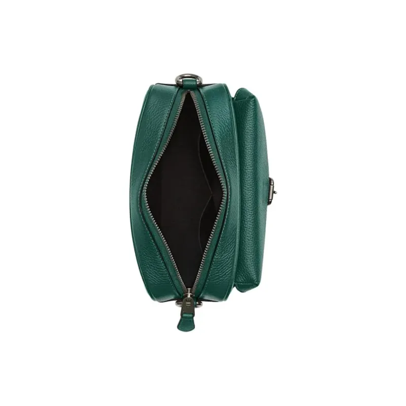 COACH Cow Leather Shoulder Bag, Crossbody Bag Trumpets Men's Emerald Green-2