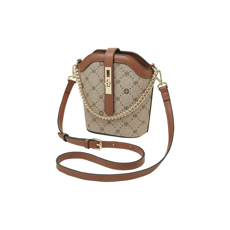 Old Man's Head Synthetic Leather Handheld Handbag Crossbody Bag Women's Khaki White-3