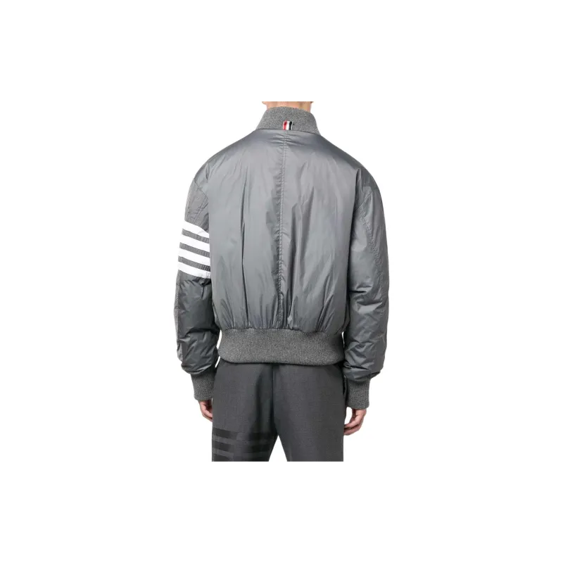 THOM BROWNE 4 Bar Striped Zipped Bomber Jacket-4