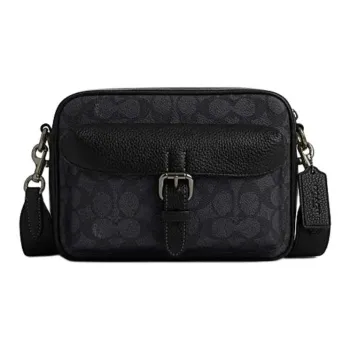 COACH Artificial Leather Shoulder Bag Crossbody Bag Small Size Men's Charcoal Black