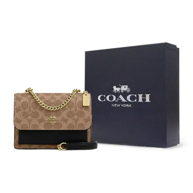 COACH Artificial Leather Cow Leather Patchwork Shoulder Bag Crossbody Bag Mini Women's Brown Yellow & Black-6