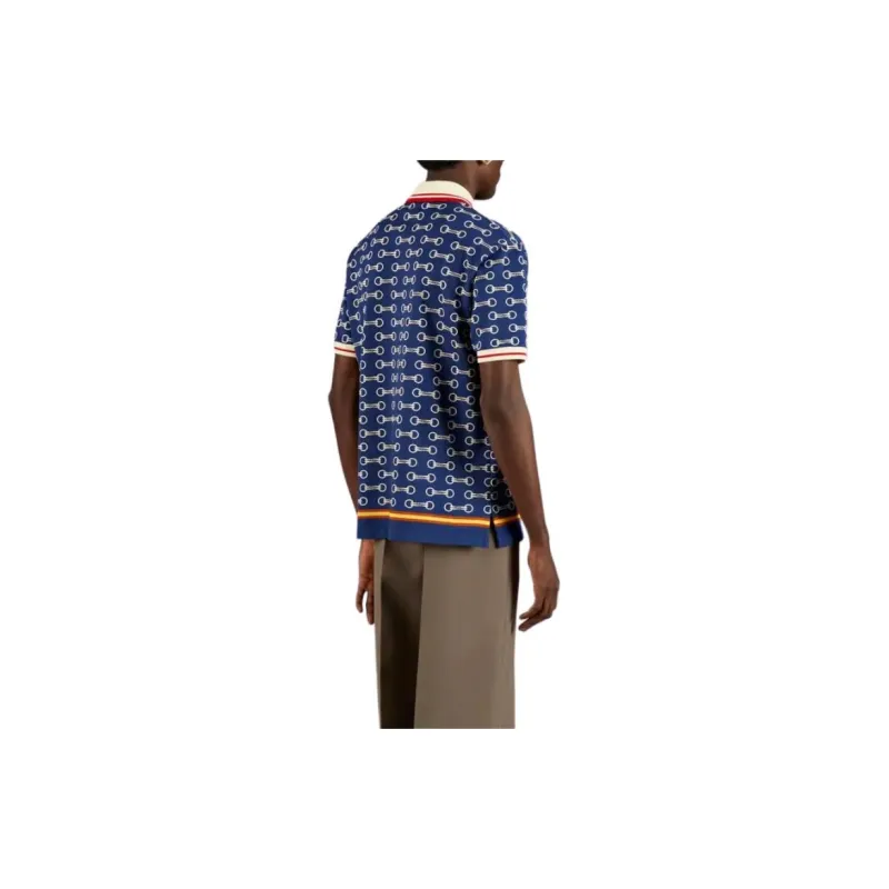 GUCCI FW22 Polo Shirt Men's Blue-3