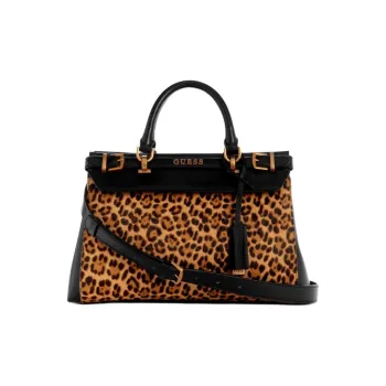 GUESS Faux Fur Shoulder Bag Crossbody Bag Handbag Women's Brown