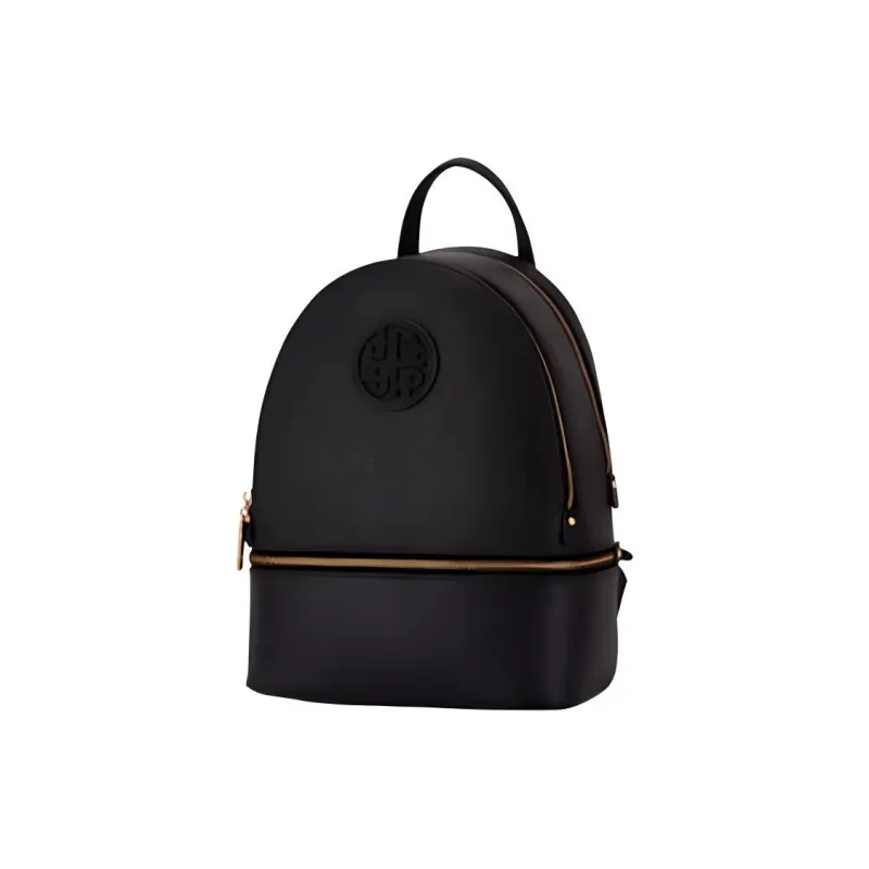 Hush Puppies Cow Leather Backpack Medium Size Unisex Black/Gray Apricot/Jasper-1