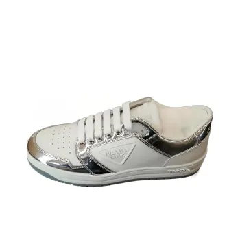 PRADA District Leather Sneakers 'White Silver' Women's