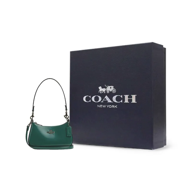 COACH Teri Cow Leather Crossbody Bag Shoulder Bag Small Size Women's Emerald Green-5