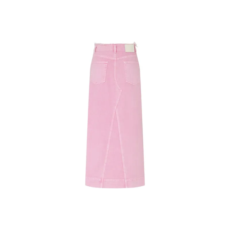 MOCO Denim Long Skirts Women's Rose Red-1