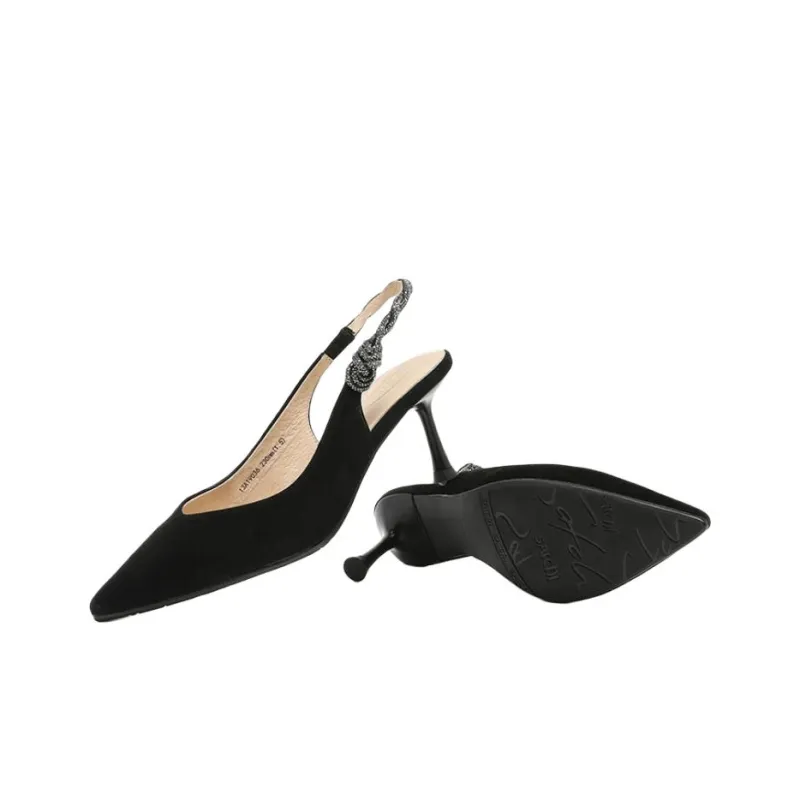 Satchi Rubber Sole Slip-Resistant Wrap-toe Slippers Women's Black-3