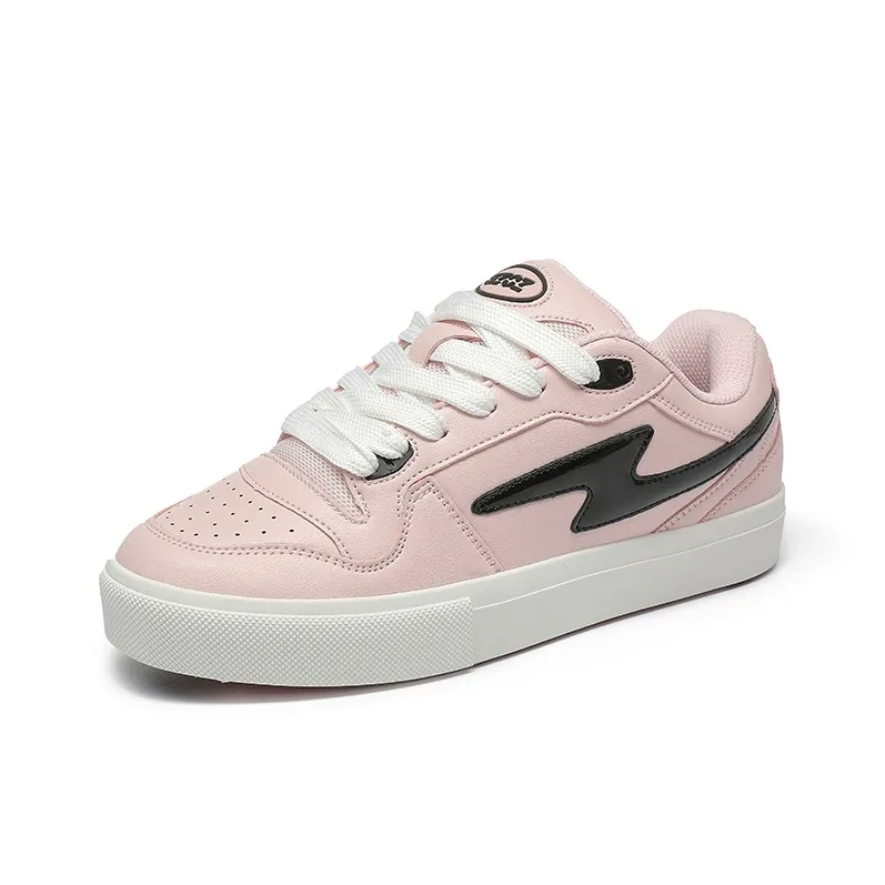 GZOZ Anti Slip Wear Resistant Low Top Skateboard Shoes Women's Skin Pink-1